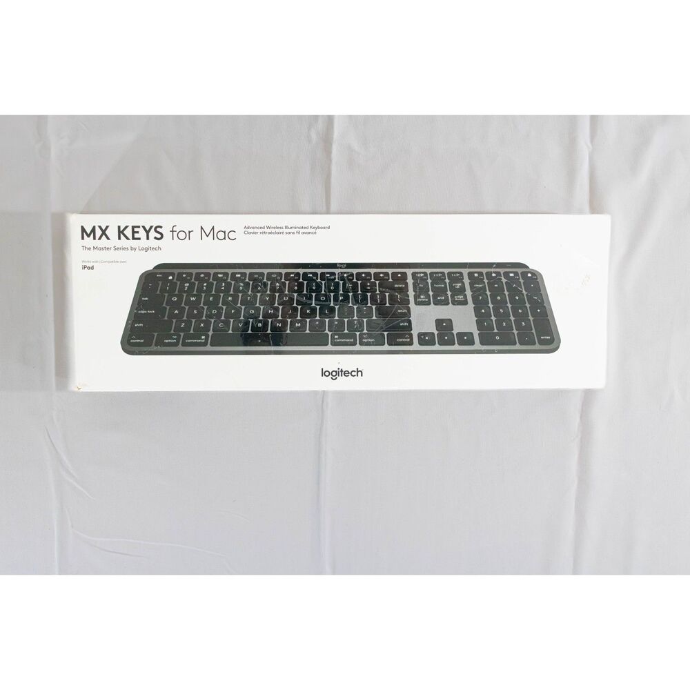 Logitech MX Keys for Mac (full‑size, numpad, backlit, wireless, space gray)